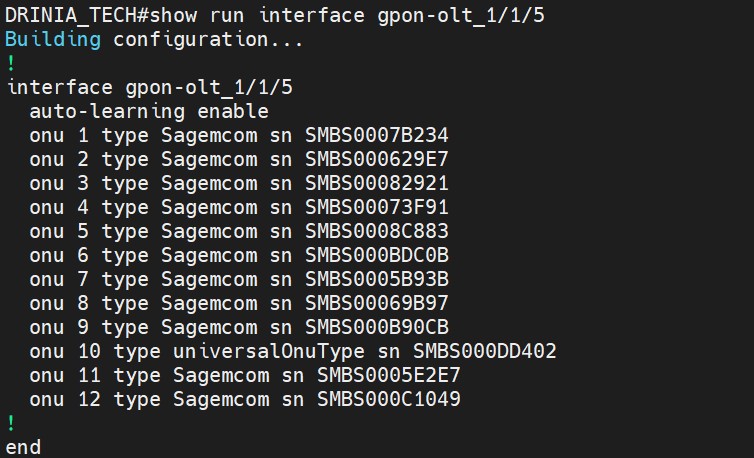 show gpon olt 1 1 5